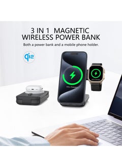 Zyler 10,000mAh Magnetic Power Bank, 3-in-1 Charging Station, 15W wireless charging, Use as phone holder, 20W PD wired charging, and simultaneous charging of multiple devices. Includes Type-C cable. - pzsku/ZFADE14452B0FBD2EA302Z/45/_/1736714865/154984f8-6beb-43cf-8ad5-5556855cf1db