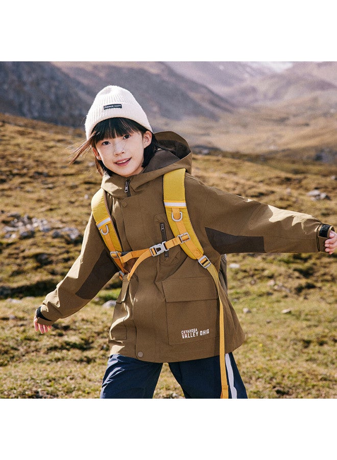 Ebaer Kids 3-in-1 Outdoor Waterproof Jacket Autumn Eyebrow Brown 140 - Image 3