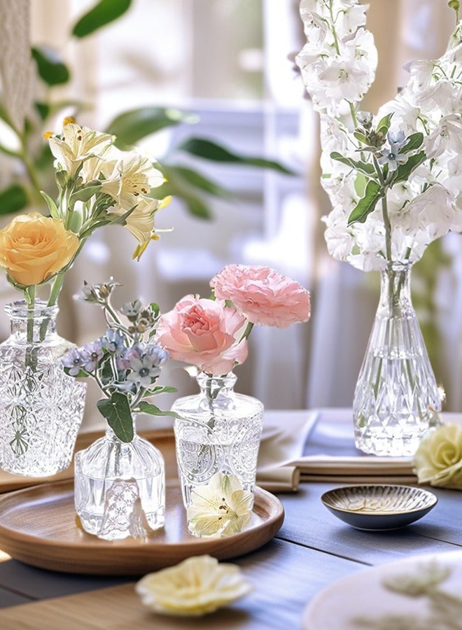 10 PCS Glass Bud Vase Set，Small Vases for Flowers, Clear Bud Vases in Bulk, Mini Vintage Vase for Rustic Wedding Decorations,home table flower arrangements and Ramadan decorations.