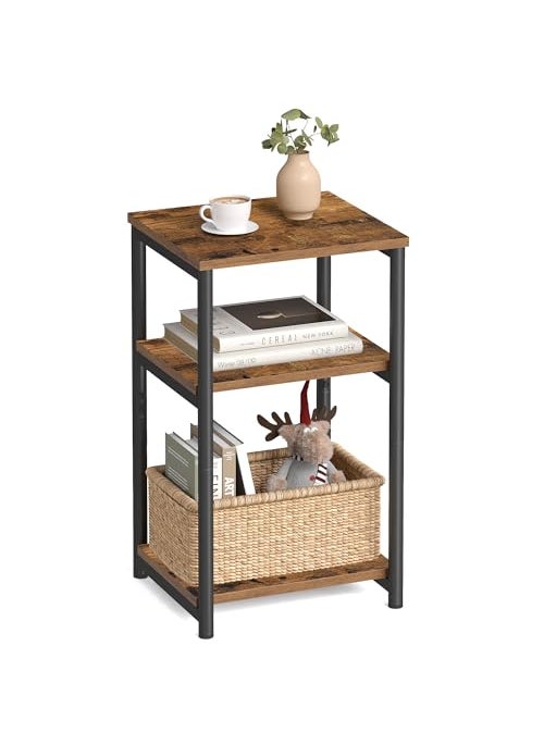 VASAGLE VASAGLE Side Table Small End Table Tall Nightstand for Living Room Bedroom Office Bathroom Rustic Brown and Classic Black ULET273B01 
