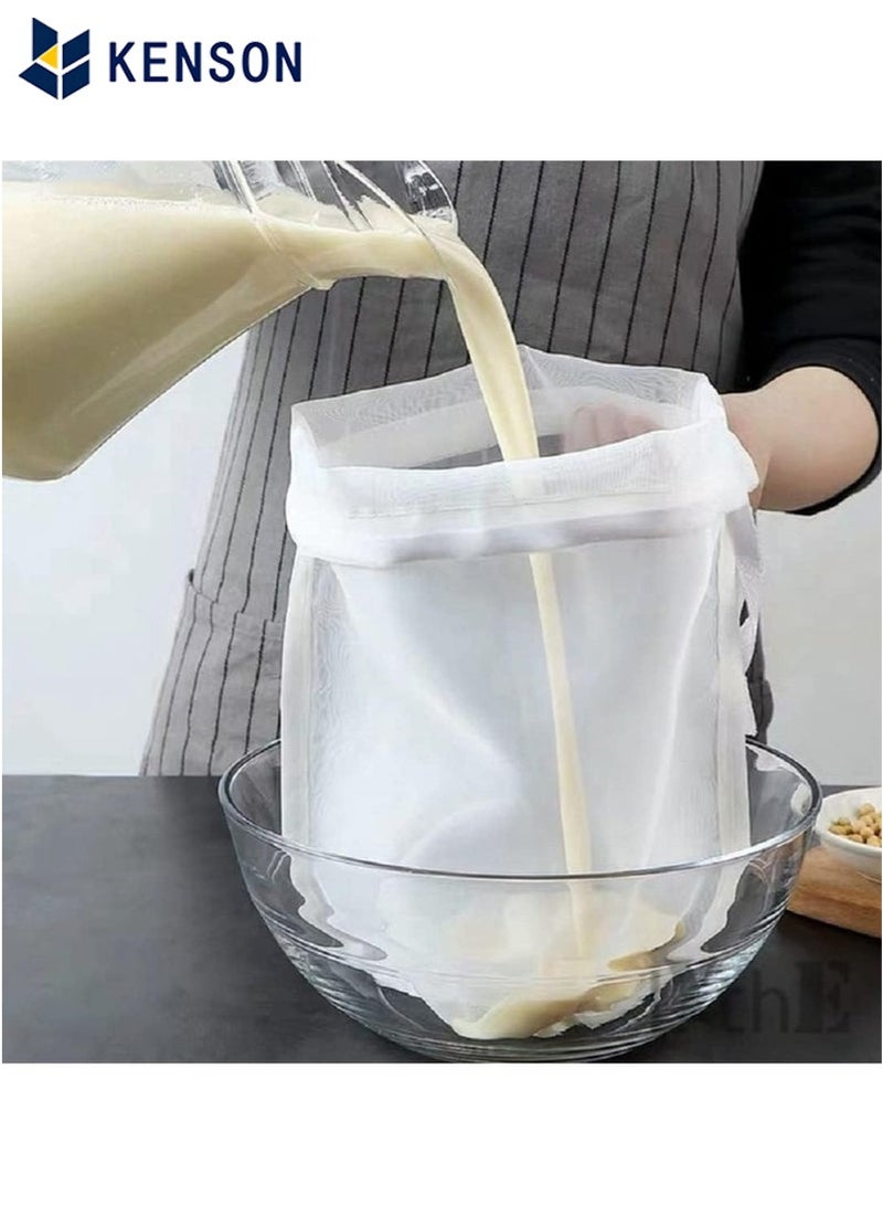 KENSON Food Grade Soy Milk Filter Bags 3pcs 200 Micron Nylon Fine Mesh Milk Strainer Bags 20x30cm All Purpose Cheesecloth for Home Kitchen and Outdoor Use - Image 1