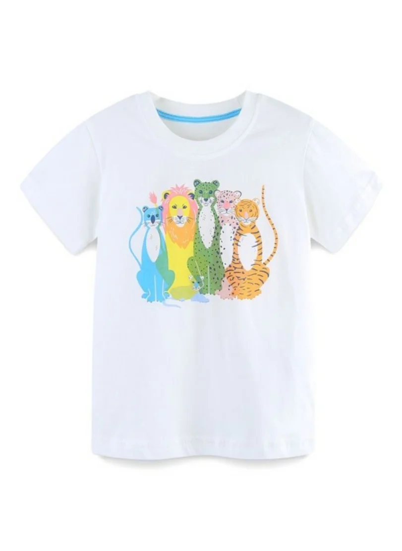 يونيكي White Animal Graphic Printed T-shirt