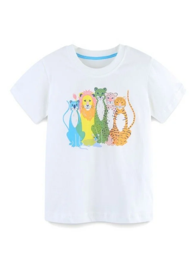 YUNIQEE White Animal Graphic Printed T-shirt