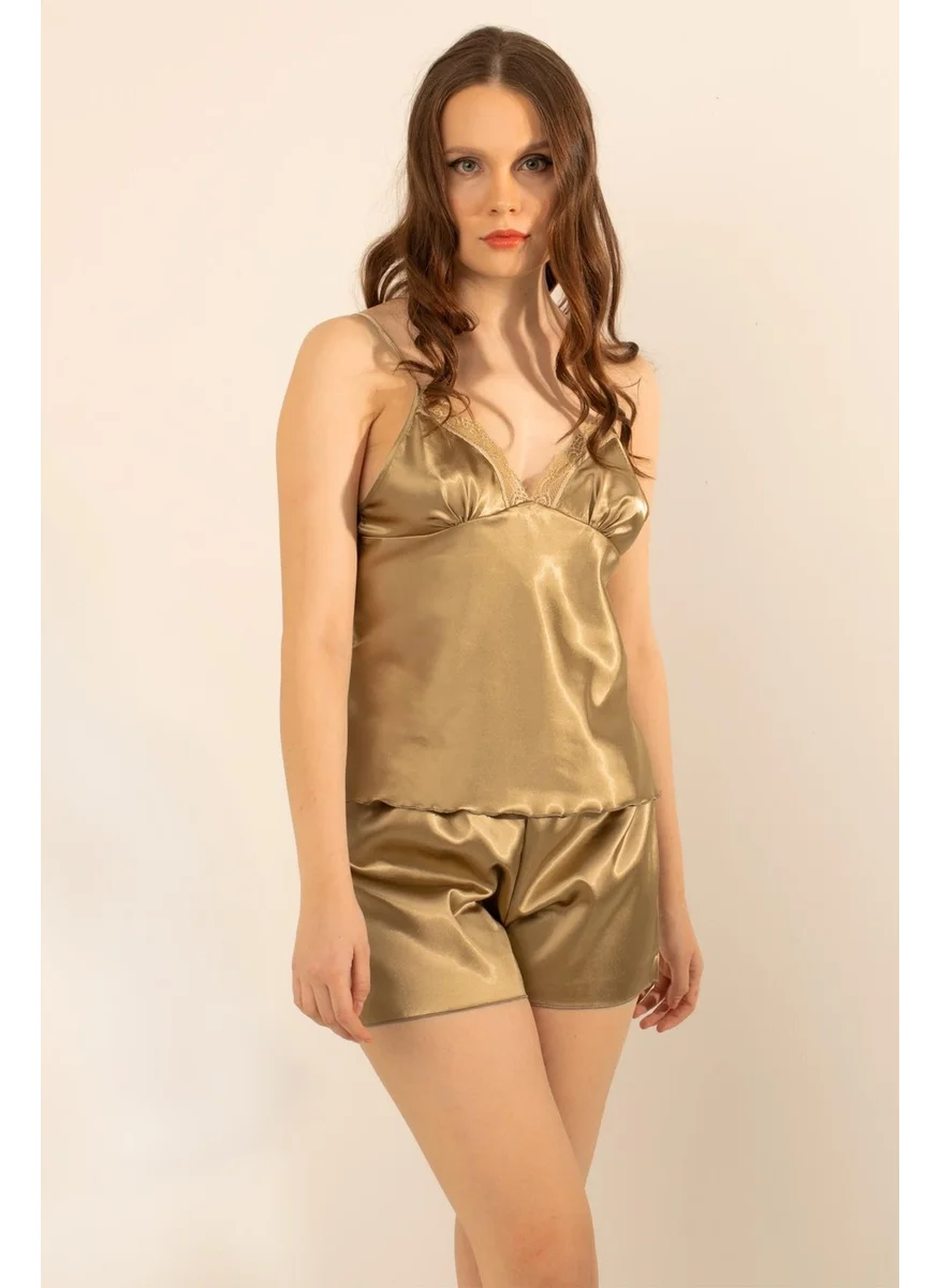 Miorre Doremi Satin Lace Adjustable Strap Shorts Set