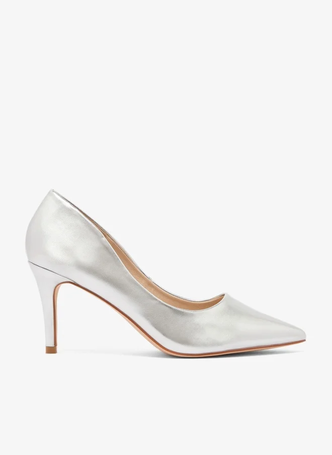 Truffle Classic Mid Heel Pumps Silver