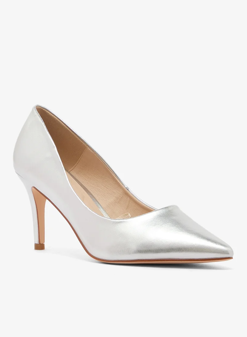 Truffle Classic Mid Heel Pumps Silver