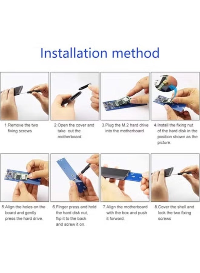 Aluminum M.2 NVMe SSD Enclosure – USB 3.1 Gen2 to NVMe PCIe M-Key External Solid State Drive Case with Type-C to C Cable – Black - Image 3