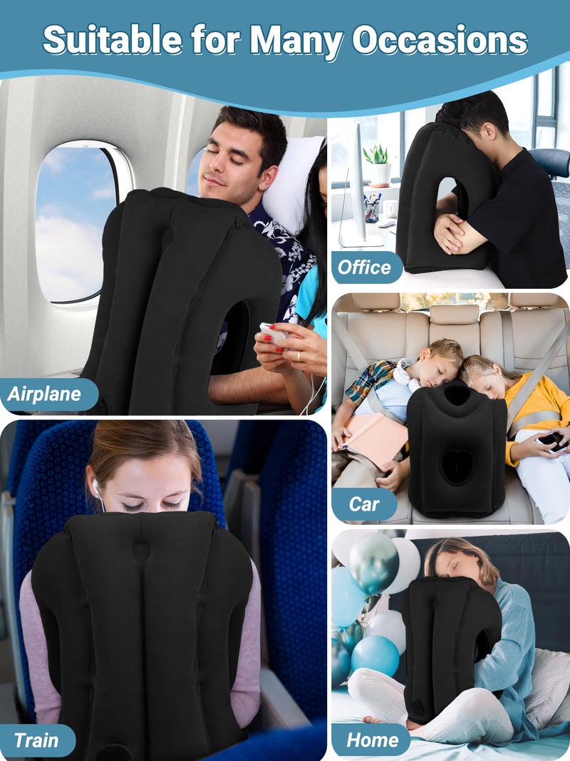 Maliton Inflatable Travel Pillow for Airplane Comfortable Sleeping to Relieve Neck and Shoulder Pain, Support Head Inflatable Pillow for Long Flights, Used for Airplanes, Cars, Trains, Office(Black) - Image 5