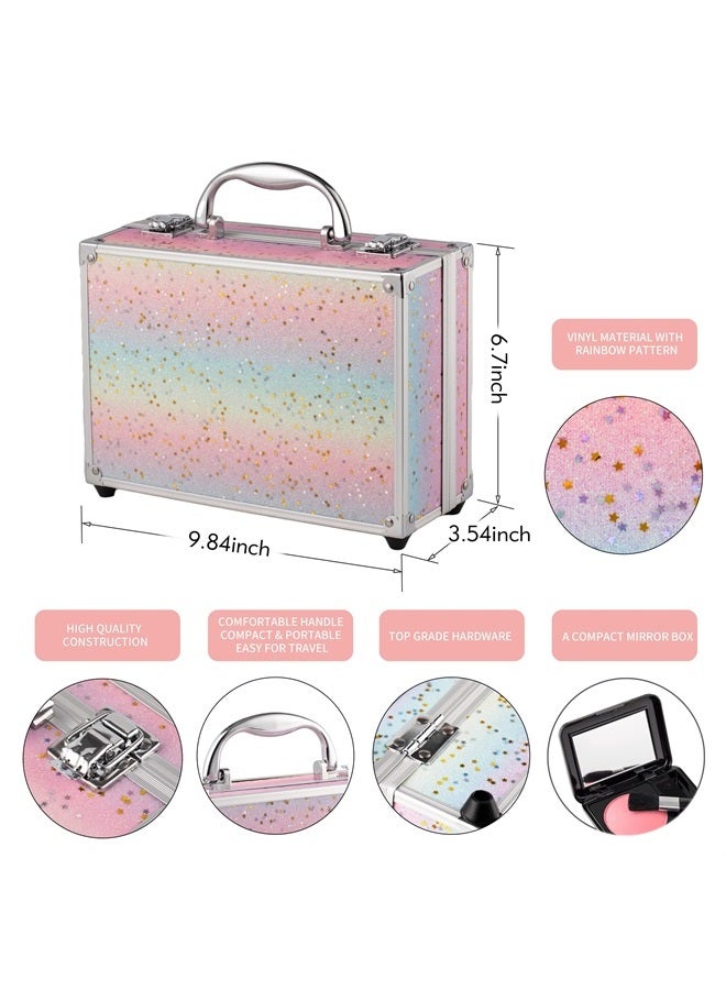 Hot Sugar Makeup Kit for Teenager Girls - Full Starter Cosmetics Set with Eye Shadow Lip Balm Blush Lip Gloss Brush Lip Pencil Eye Pencil and Mirror (Rainbow) - Image 2