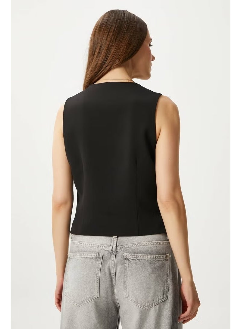 Ritnice Women's Style Black Lined Woven Vest - Image 4
