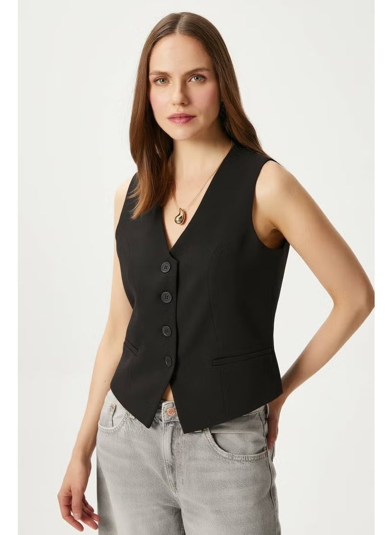 Ritnice Women's Style Black Lined Woven Vest - Image 3