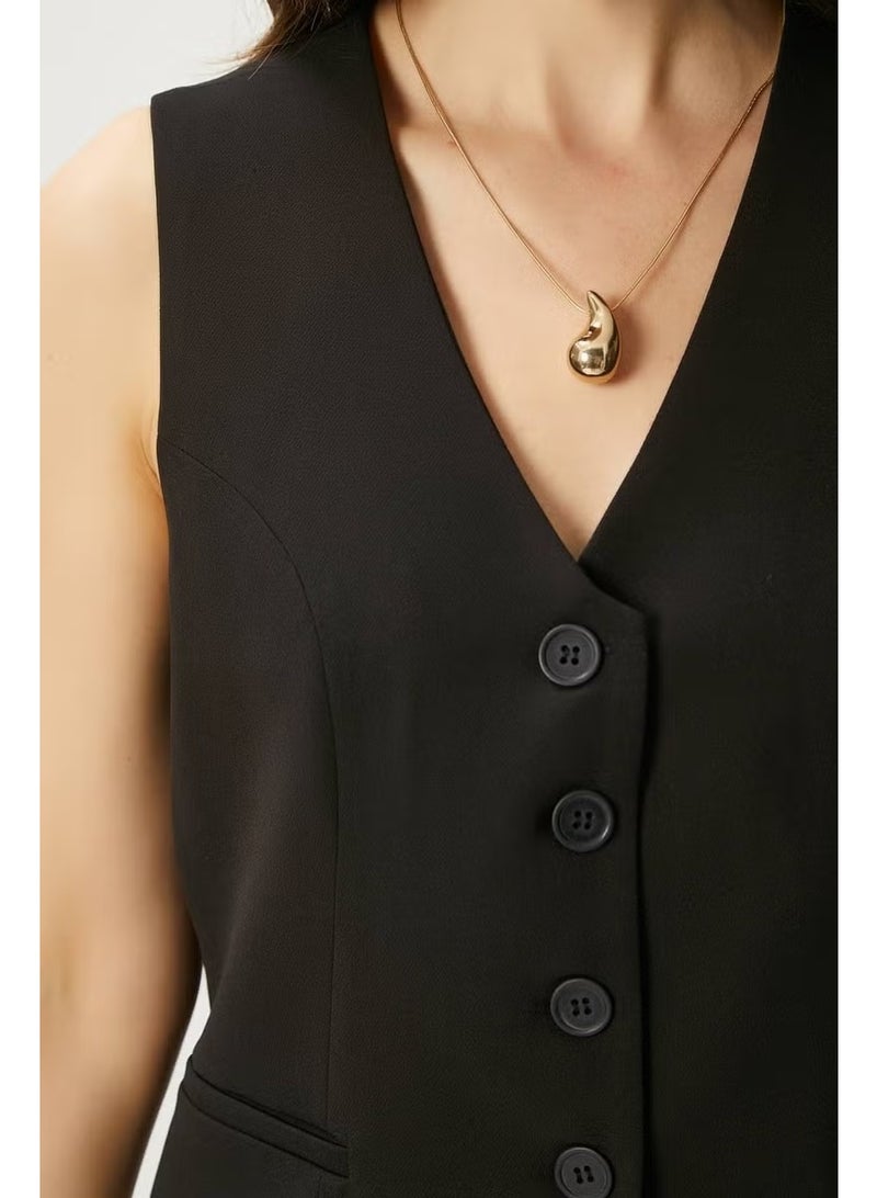 Ritnice Women's Style Black Lined Woven Vest - Image 2