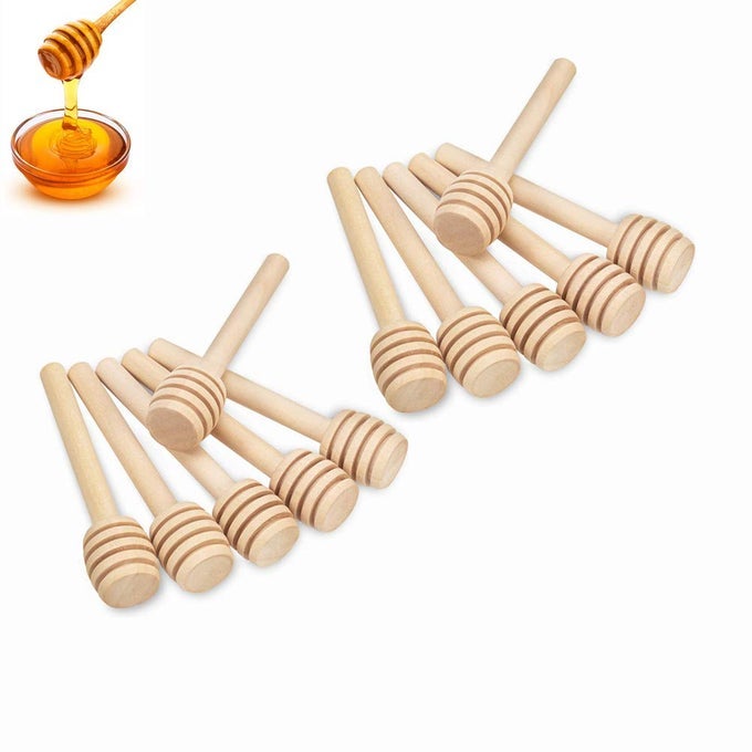 12 PACK 3 INCH WOOD HONEY DIPPERS STICKS MINI HONEY DIPPER STIRRER FOR HONEYCOMB JAR DISPENSE DRIZZLE