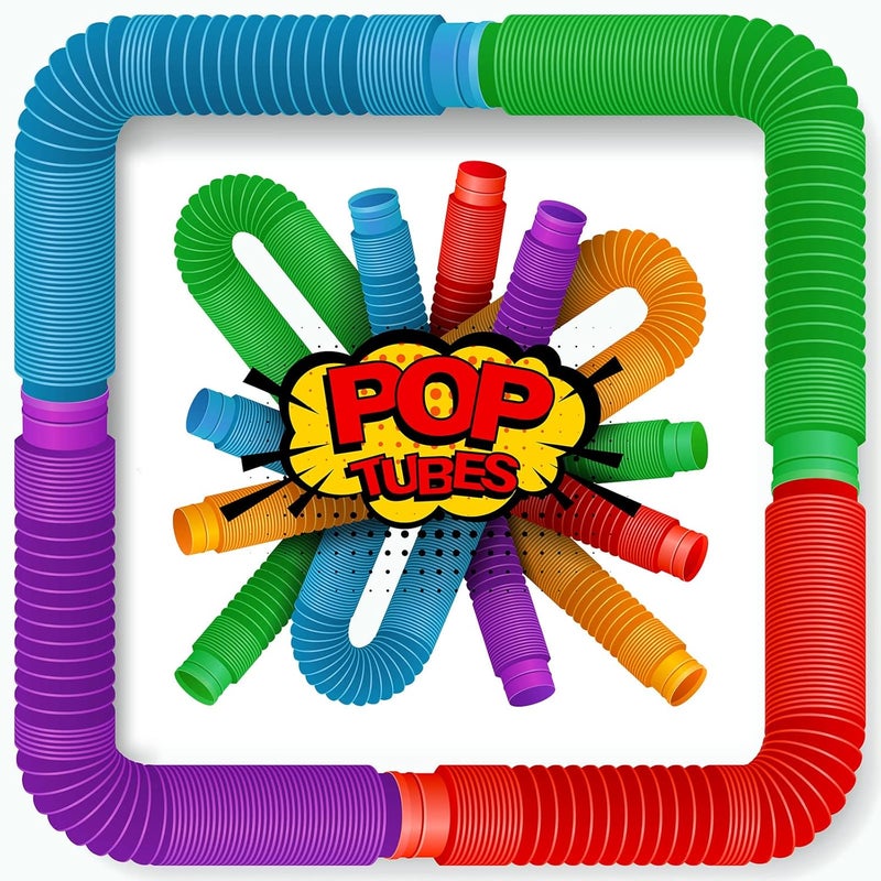 Civaner 100 قطعة أنابيب ألعاب حسية أنبوب فidget للمراهقين والبالغين أنبوب صغير متعدد الألوان قابل للتمديد والسحب لتخفيف التوتر والقلق أدوات حسية أنشطة يدوية إبداعية - Image 3