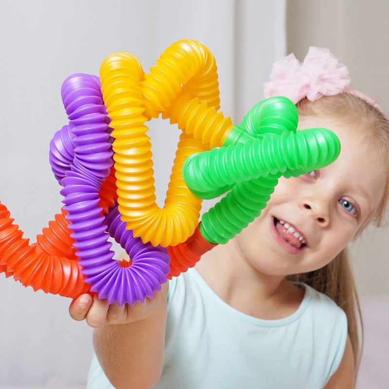 Civaner 100 قطعة أنابيب ألعاب حسية أنبوب فidget للمراهقين والبالغين أنبوب صغير متعدد الألوان قابل للتمديد والسحب لتخفيف التوتر والقلق أدوات حسية أنشطة يدوية إبداعية - Image 4