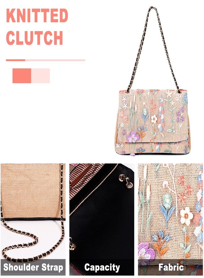QTKJ Handmade Embroidery Straw Tote Bag - Bohemian Shoulder Bag for Women - Large Capacity - Suitable for Vacation, Travel, Daily, Banquet - Image 3