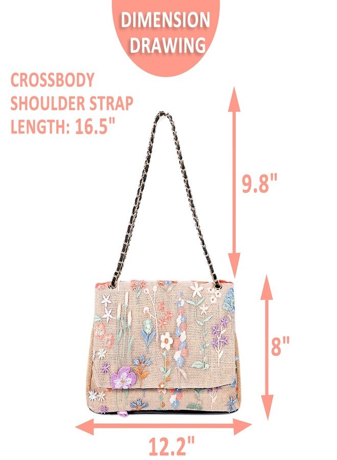 QTKJ Handmade Embroidery Straw Tote Bag - Bohemian Shoulder Bag for Women - Large Capacity - Suitable for Vacation, Travel, Daily, Banquet - Image 2