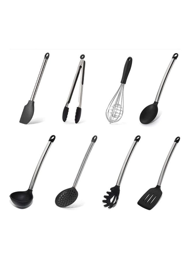 مجموعة أدوات طهي مكونة من 8 قطع باللون الأسود والفضي بحجم واحد - Image 2