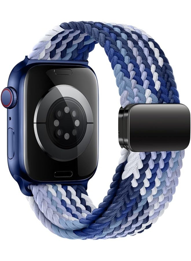 Sport Solo Loop Compatible with Apple Watch Band 42mm 44mm 45mm 46mm 49mm, Magnetic Stretchy Braided Strap Wristband for iWatch Series 10 9 8 7 6 5 4 3 Ultra 2 1 SE, Women Men Replacement Watch Band - Image 2