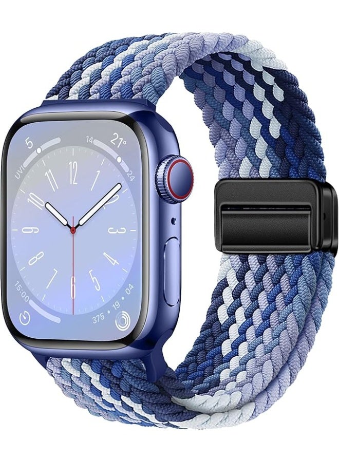 Sport Solo Loop Compatible with Apple Watch Band 42mm 44mm 45mm 46mm 49mm, Magnetic Stretchy Braided Strap Wristband for iWatch Series 10 9 8 7 6 5 4 3 Ultra 2 1 SE, Women Men Replacement Watch Band - Image 1