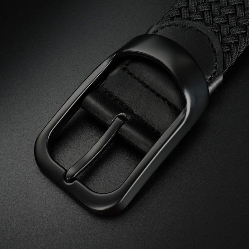 Drizzte Plus Size Mens Belt 67'' Casual Elastic Black Braided Stretchy Fabric Web Belts