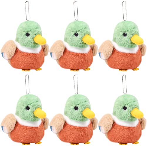 Niceup Small Mallard Duck Stuffed Plush Animals 45in One Lucky Duck Baby Shower Huntting Duck Party Favors Decoration Easter Basket Stuffer Bean Bag Sensorry Toys Mallard Duck 6 PCS - Image 1