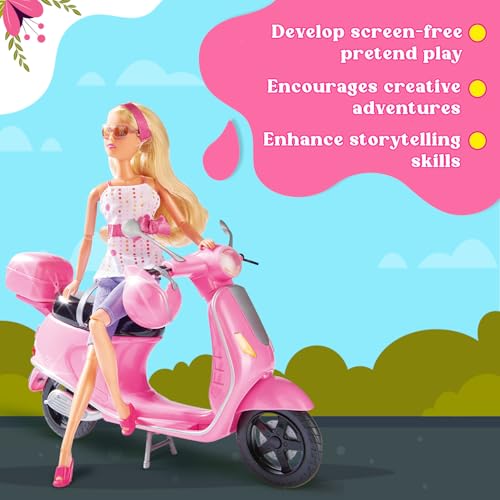 Wembley Steffi Love Chic City Scooter| Doll Set for Girls| Complete Realistic Playset with Doll, Vibrant Scooter & Helmet for Imaginative Play| Ideal Gift for Girls of 3+ & Above - Image 4