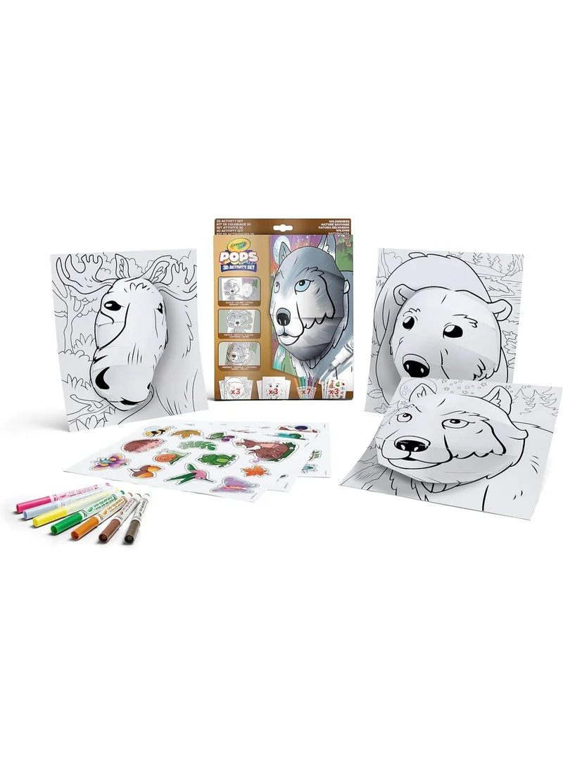 Crayola Crayola - Pops 3D Coloring Kit - Wilderness | Innovative 3D Artwork Creation - Choose, Color, and Display - Transform Coloring Pages into 3D Art - Easy to Hang or Display, 6+