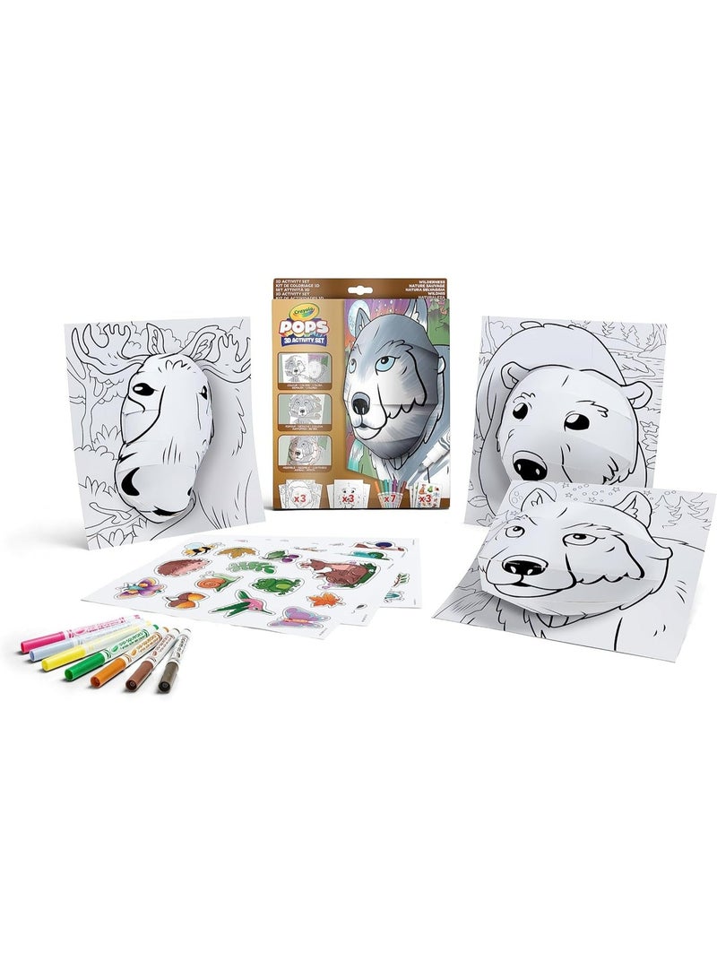 Crayola - Pops 3D Coloring Kit - Wilderness | Innovative 3D Artwork Creation - Choose, Color, and Display - Transform Coloring Pages into 3D Art - Easy to Hang or Display, 6+ - Image 1
