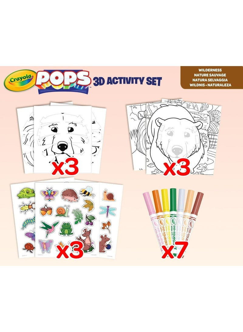 Crayola - Pops 3D Coloring Kit - Wilderness | Innovative 3D Artwork Creation - Choose, Color, and Display - Transform Coloring Pages into 3D Art - Easy to Hang or Display, 6+ - Image 3