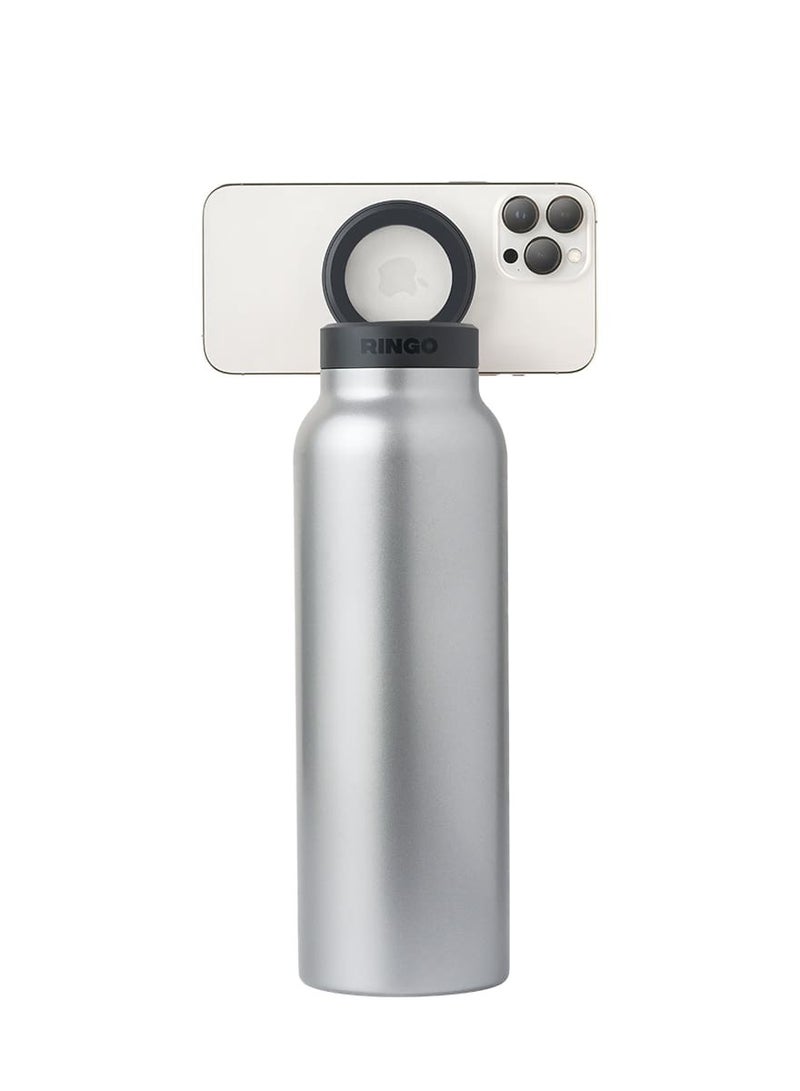 Ringo Water Bottle 32Oz + Free Magnetic Booster Ring | Stainless Steel Hydration Bottle w/ Integrated MagSafe Phone Mount, 12Hrs Hot/24Hrs Cold, BPA-Free, Works w/ All Devices Android & iOS- Stainless - Image 3