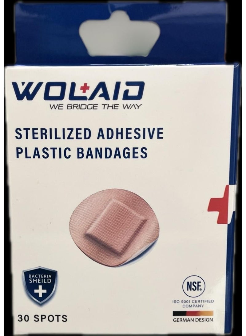 WOLAID STERILIZED ADHESHIVE PLASTIC SPOT BANDAGES 30S