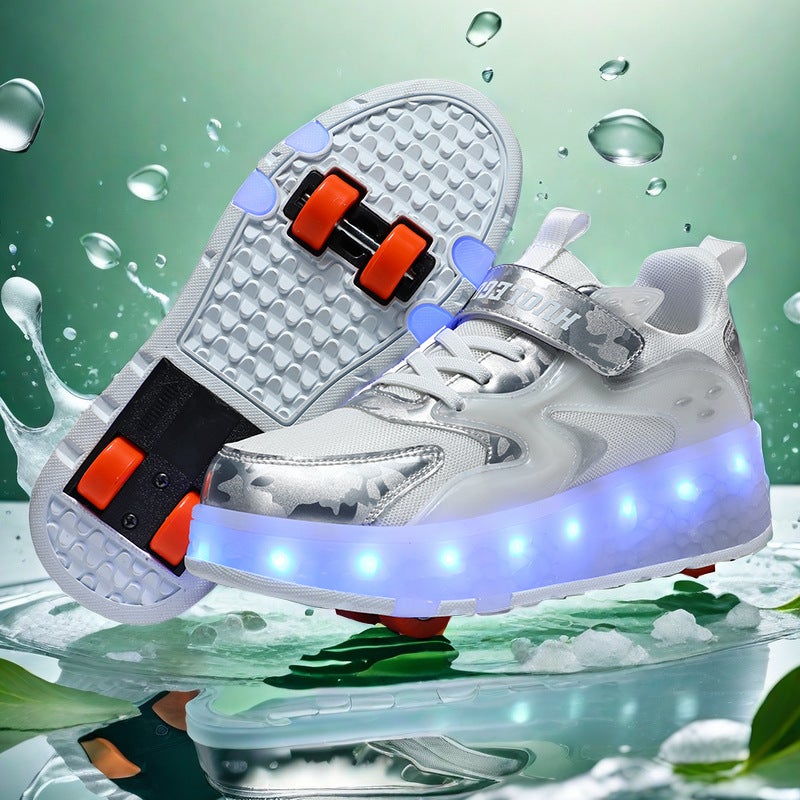 Eight-Wheel Invisible Runaway Shoes Boys Roller Skates Children'S Four-Wheel Sports Runaway Shoes Girls Deformed Roller Skate - Image 1