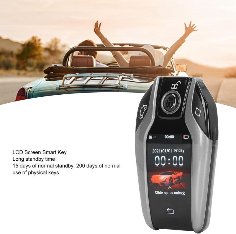 LCD Smart Key Remote Keyless Entry, Durable Alloy Frame, Less Entry and Window Lift Function, Designed for Universal Sta-Top Jin Button Models (Silver) - Image 4