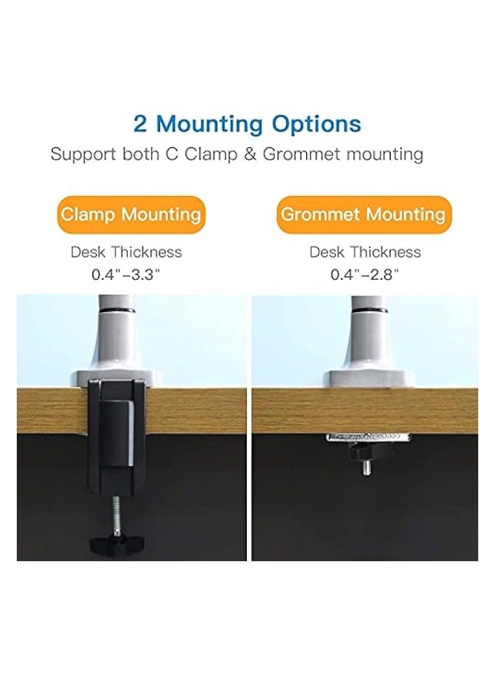 PROMASS Adjustable Articulating Gas Spring Monitor Arm With Clamp And Grommet Base For 13 to 27in LCD Monitors Upto 14.3lbs - Silver - Image 5