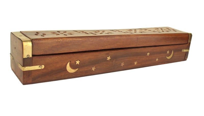 storeindya Wooden Incense holder box BRASS COFFIN