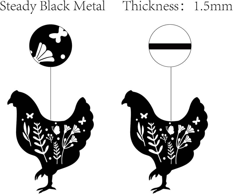 CREATCABIN Metal Chicken Wall Art Rooster Iron Wall Decor Wall Hanging Silhouette Sculpture Farmhouse Sign for Indoor Outdoor Home Living room Kitchen Garden Office Decoration Gift Black 12 x 10 Inch - Image 3