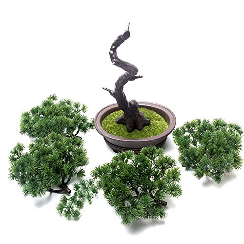 KOET Artificial Bonsai Pine Tree, 11Inch Faux Potted Plant Desk Display Fake Tree Pot Ornaments, Japanese Cedar Bonsai Plant for Home, Office Decoration - Image 3