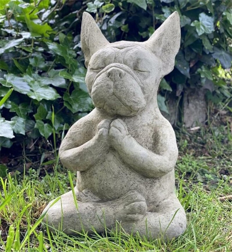 YukaBa YukaBa Meditating Sitting French Bull Dog Dog StatueResin Zen Animal Yoga Figurine 