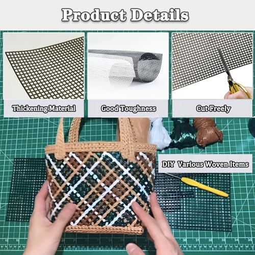 PUSNMI Plastic Mesh Canvas Sheets, 5-Piece Set for Embroidery, Cross Stitch, Aida Mesh, DIY Crafts, Acrylic Yarn, Knit, Crochet (10.2 x 13.2 inch) - Image 4