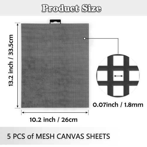 PUSNMI Plastic Mesh Canvas Sheets, 5-Piece Set for Embroidery, Cross Stitch, Aida Mesh, DIY Crafts, Acrylic Yarn, Knit, Crochet (10.2 x 13.2 inch) - Image 2