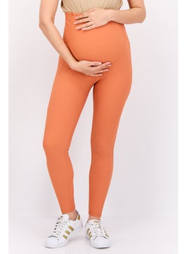 Maternity Over The Bump Textured Pull On Leggings, Rust