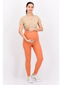 SOUTH BEACH Maternity Over The Bump Textured Pull On Leggings, Rust  - Image 4