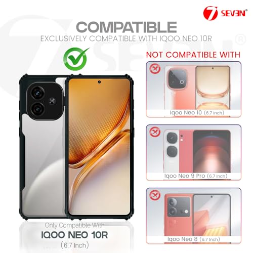 7-Seven 7SEVEN® Ipacky Back Cover for IQOO Neo 10R 5G Mobile Back Case Shock Proof Design Camera Edges Protection Crystal Clear Phone Case Precise Cutouts Matte Black Soft Bumper Phone Cover - Image 2