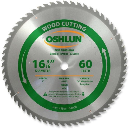 Oshlun SBW-164060 16-5/16-Inch 60 Tooth Beam Saw ATB Saw Blade with 1-Inch Arbor - Image 4