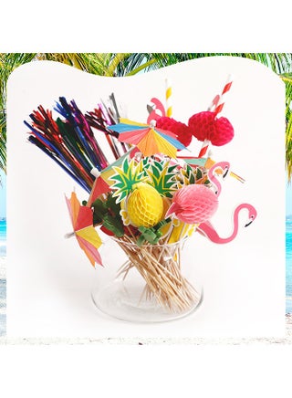 140 Pcs Food Party Toothpicks , Skewers, Umbrellas, Fireworks Sticks, Colourful Stirrer Sticks, Straws, Juice Accessories for Summer Party, Wedding, Bar, Drinks - view 4