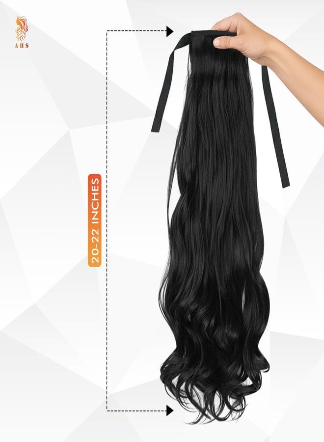 AHS Ribbon Hair Extensions Women curly Hair Extension For Girls To Increase Hair Volume, Ponytail Hair Extensions Synthetic. (Black) - Image 4