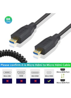 Duttek 8K Coiled Micro Hdmi To Micro Hdmi 2.1 Cable 48Gbps Extreme Thin Micro Hdmi Male To Male Coiled Cable For Hdtvs Camcorders Game Players And Any Other Device With A Micro Hdmi Port 4Ft 1.2M  - Image 4