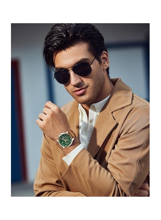 Sapphero Mens Watches Multifunction Chronograph Date Quartz Watch for Men Brown Leather Band Analog Wrist Watch Gift for Men Casual Business  - Image 2