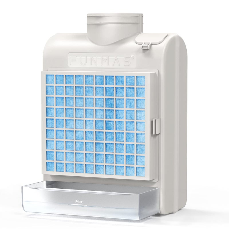 FUNMAS مجفف داخلي 3 في 1، فلتر شاشة من الفولاذ المقاوم للصدأ، فلتر بوليستر ونظام سحب الماء، تحسين فتحة التهوية الآمنة، مع 4 قطع من فلاتر البوليستر، لمجففات الملابس الكهربائية - Image 1